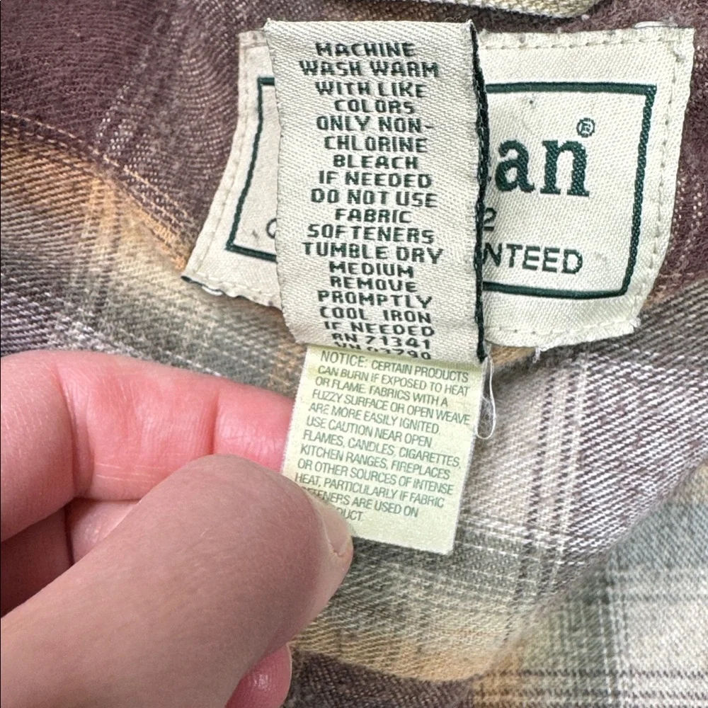 Vintage L.L. Bean Flannel Lined Button Up Canvas Shirt Jacket Large Tall Grunge
